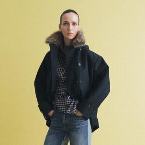 Zara Women's Coat with Faux Fur Collar